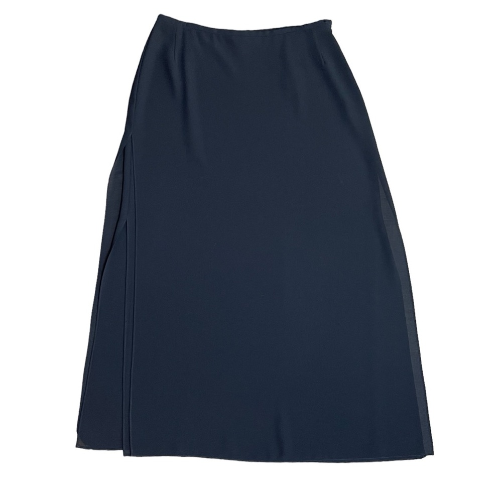 JS Collections Maxi Skirt Women 16 Black Formal Layered Chiffon Double Side Slit - Picture 4 of 16